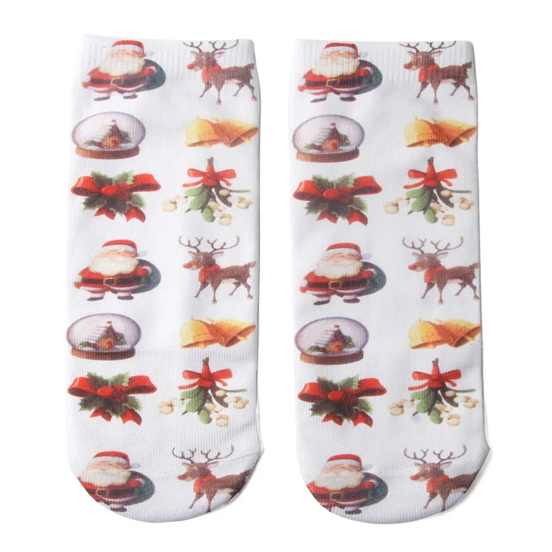 Унисекс 3D рождественские носки мультфильм лося носки со снеговиком женские короткие лодыжки рождественские Лыжные носки Новинка - Цвет: F