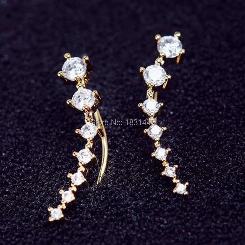 Серьги клипсы в стиле панк с кристаллами 4 цвета|gold ear cuff|ear cuffcuff wrap |