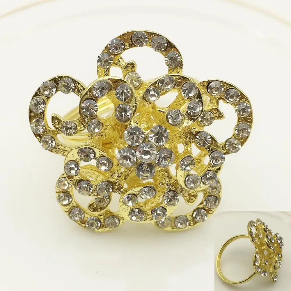 

12PC alloy rose napkin buckle alloy napkin ring diamond napkin ring gold