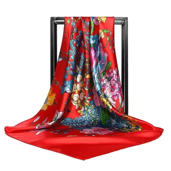 

Fashion Design Colors Flower Print Square Silk Scarf Women Foulard Bandana Ladies Shawl Hijab Elegant Headband Scarf 90*90cm