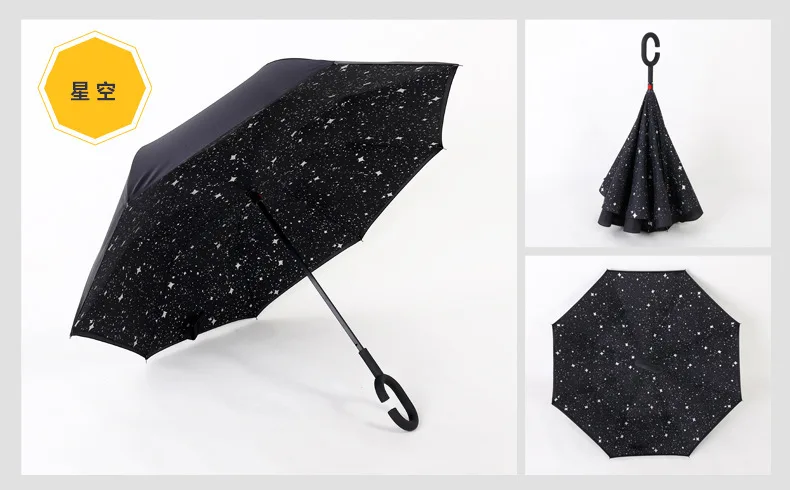 Перевернутый зонтик, двойной слой, солнцезащитный зонтик для женщин, дождь, обратный зонтик, мужской, guarda chuva invertido paraguas parapluie, ветрозащитный - Цвет: Тёмно-синий