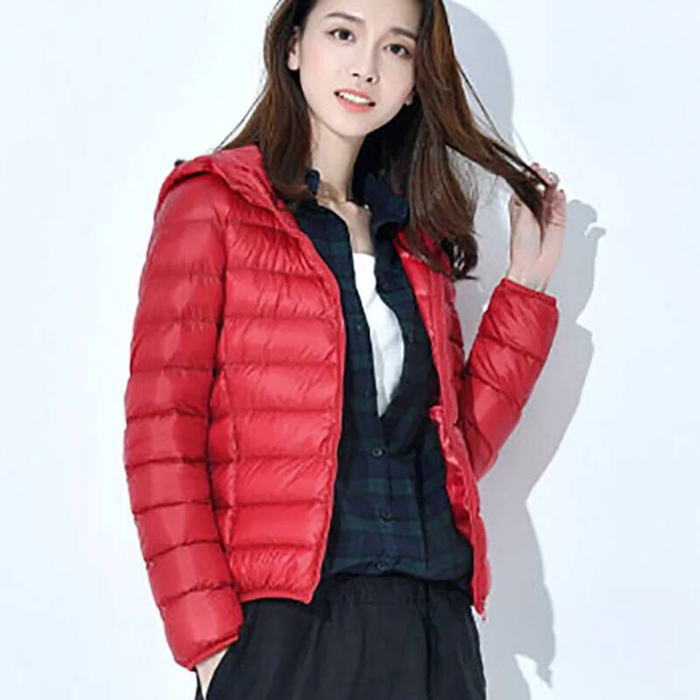 Winter Women Duck Down Jacket Woman Hooded UltraLight Down