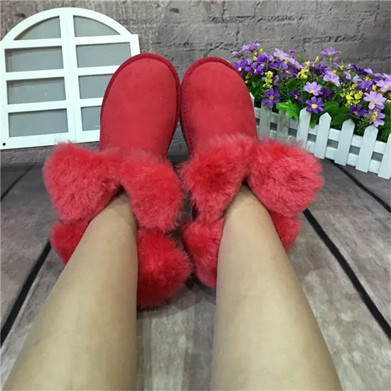 Г., модные женские зимние классические ботинки из натуральной овечьей кожи женские зимние ботинки обувь наивысшего качества - Цвет: red