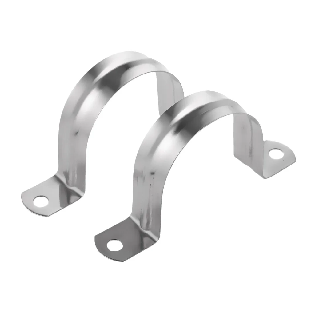 2x 80mm Height Stainless Steel U Shaped Pipe Tube Wire Cable Clamps Clips