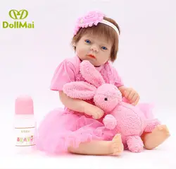 DollMai оригинальная Кукла reborn 20 "50 см полный силиконовые reborn baby girl куклы принцессы розового цвета BJD куклы можно купать bebes reborn boneca