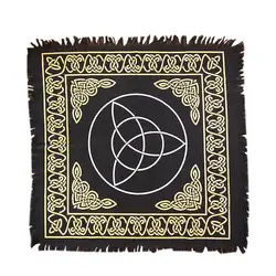 См 60x60 см алтарь Таро ткань настольная игра карты скатерть хлопок Викка покрытие стола одеяло черное золото