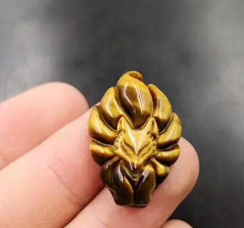 

Wholesale natural tiger eye stone nine-tailed fox pendant tiger eye stone fox pendant