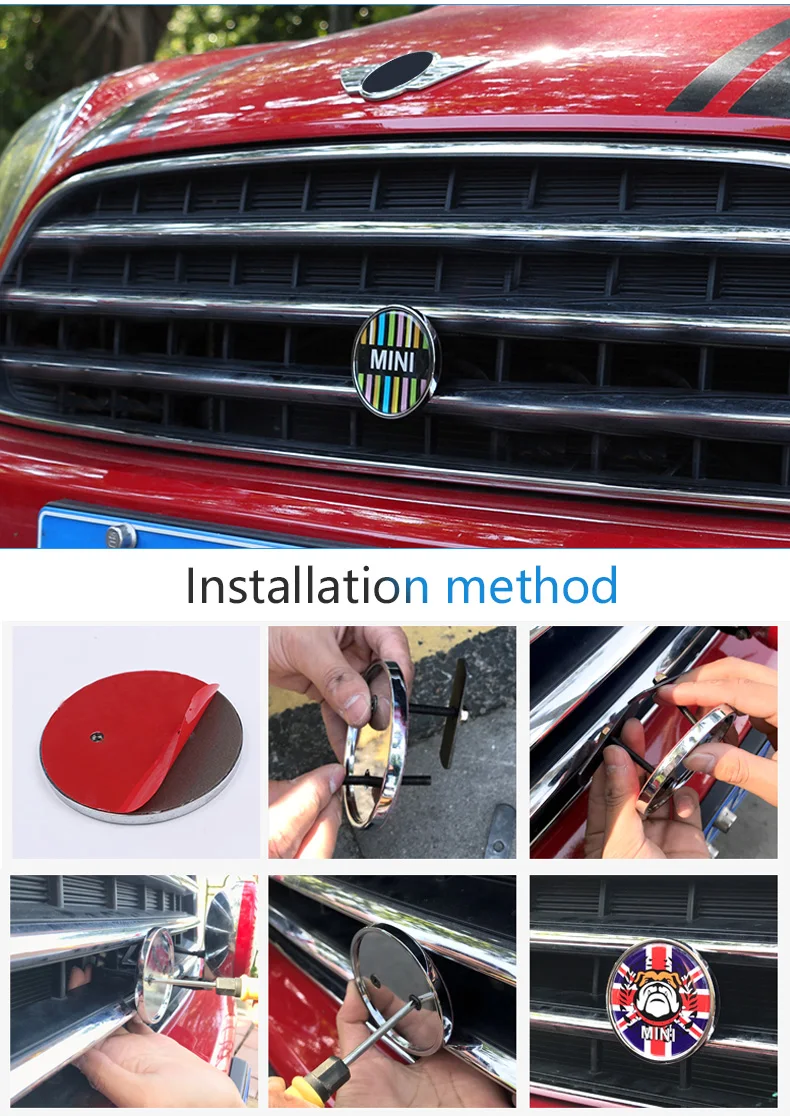 Car Front Grill Emblem Badge Metal Stickers for Mini Cooper Countryman R55 R56 R50 R53 R60 R61 F54 F55 F56 Car Styling (9)