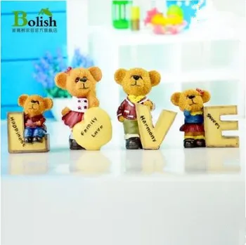 

Love Teddy bear Wedding Cake Topper Figurines Wedding Gifts Favors Wedding Decoration Cake Accessory Home Decoration