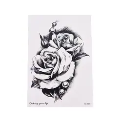 1 лист Для женщин розы переводная татуировка переноса воды Водонепроницаемый Временные татуировки Стикеры для Красота тела макияж Книги