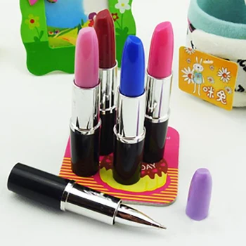 

Creative Lipstick Shaped Ballpoint Pen Students Stationery 1.0mm Replaceable Refill Blue Ink Writing Pens Office School Supplies