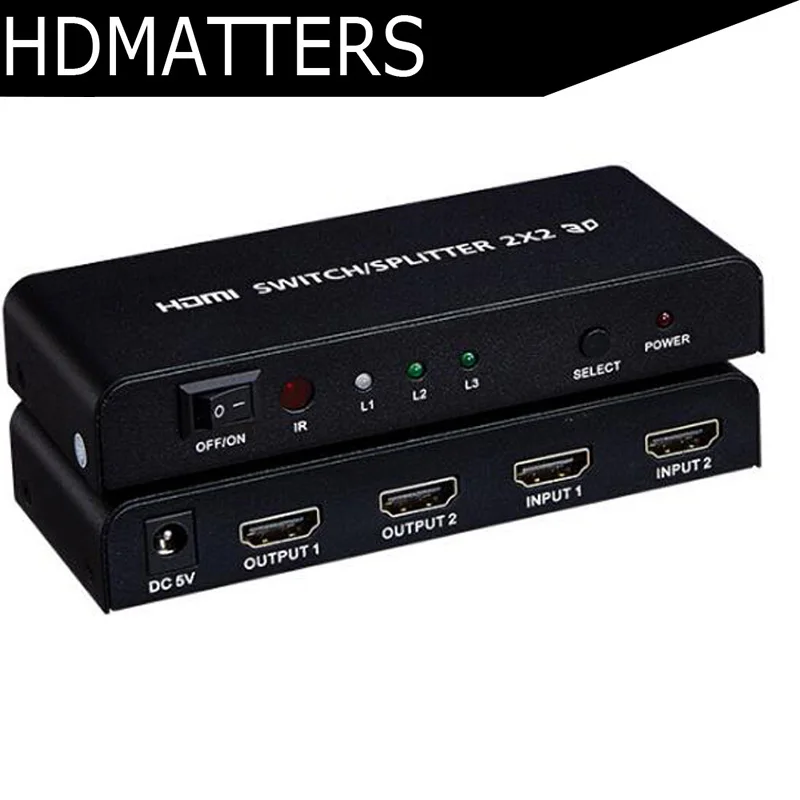 2x4 HDMI Splitter HDMI 1.4b Splitter Switch Matrix HDMI Audio Video Converter Adapter Supports 3D 1080p 4K 2X2,2X8,3X2
