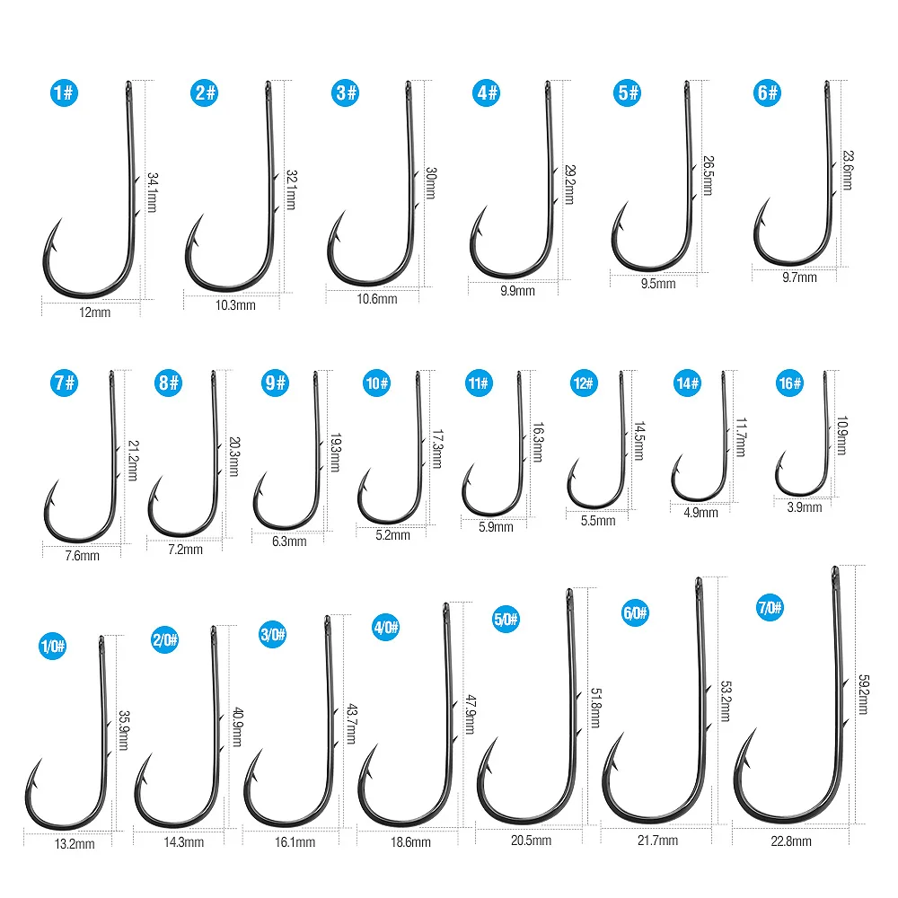 DONQL 50pcs Carbon Steel Barbed Fishing Hooks Fishing Hooks Jig Head Hooks Sea Worm Carp Single Circle Hook for Carp Fishing