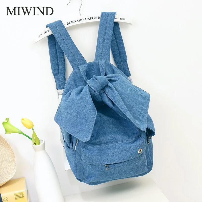 MIWIND Women Backpack Denim Backpacks Softback Bags Brand Name Bag Casual Backpacks Girls Backpack WUB030