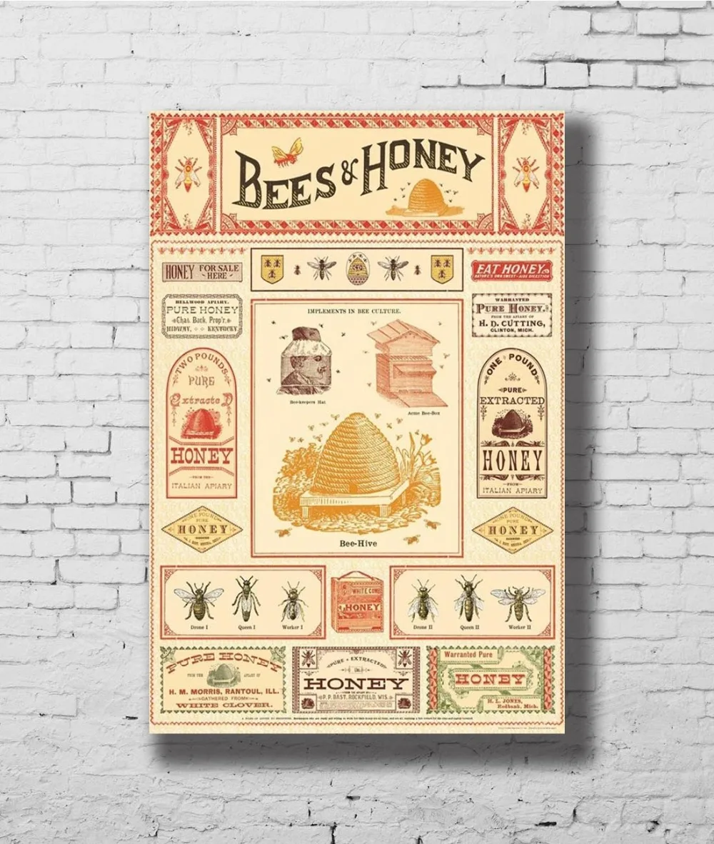 

G-160 Bees And Honey Decorative Art 03 Fabric Home Decoration Art Poster Wall Canvas 12x18 20x30 24x36inch Print