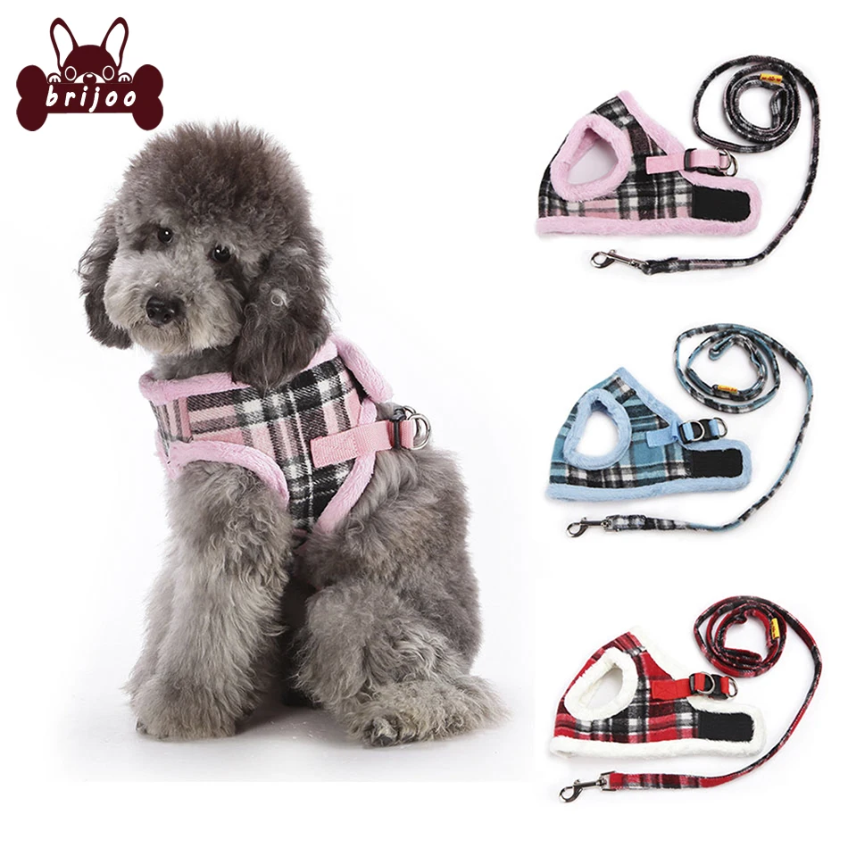 

Pet Collar for Small Medium Large Dogs Dog Harness Vest Thicken Warm Dog Clothes With Walking Lead Leash Fleece Faux Fur Soft
