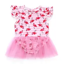 1 шт., летний Модный Купальник для маленьких девочек с принтом фламинго, купальник, сетчатый кружевной купальник, купальный костюм, пляжная одежда