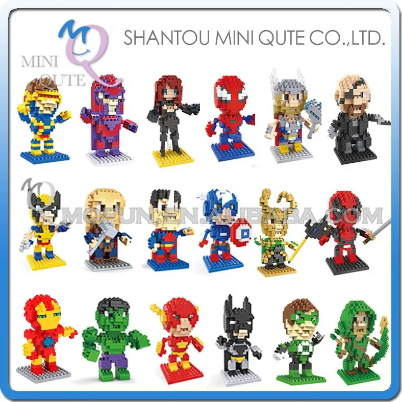 

Mini Qute WTOYW HSANHE 20 styles movable hands Marvel Avenger thor Spiderman Super hero plastic building block educational toy