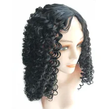 1 Piece Pervado Hair 18inch Water Wave Synthetic Hair Wigs for African American Womens Hairstyle Black Color Cosplay Party Wig