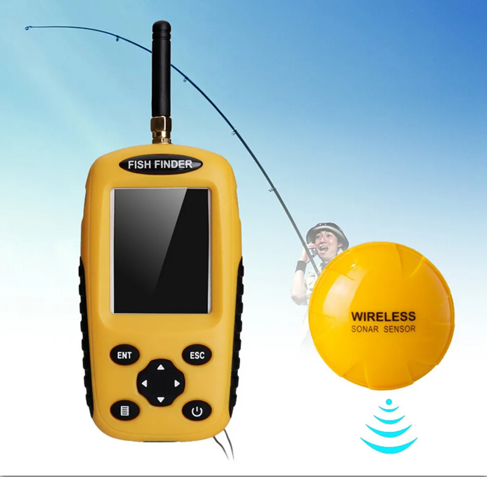 

T9 Wireless Fish Finder Wireless Sensor Adjustable Depth And Sensitivity Back Light Display 2.4inch TFT LCD White LED backlight