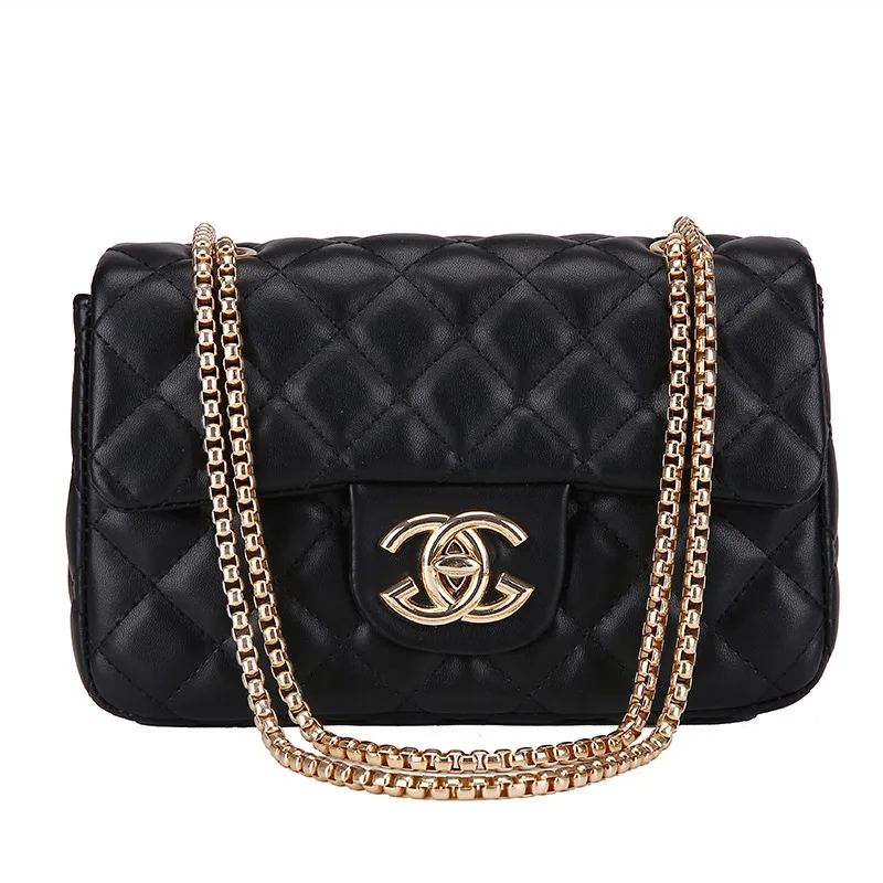 

Small Bag Woman 2019 Joker Mini- Single Shoulder Package Small Real Diamond Lattice Chain Diagonal Woman Package B457