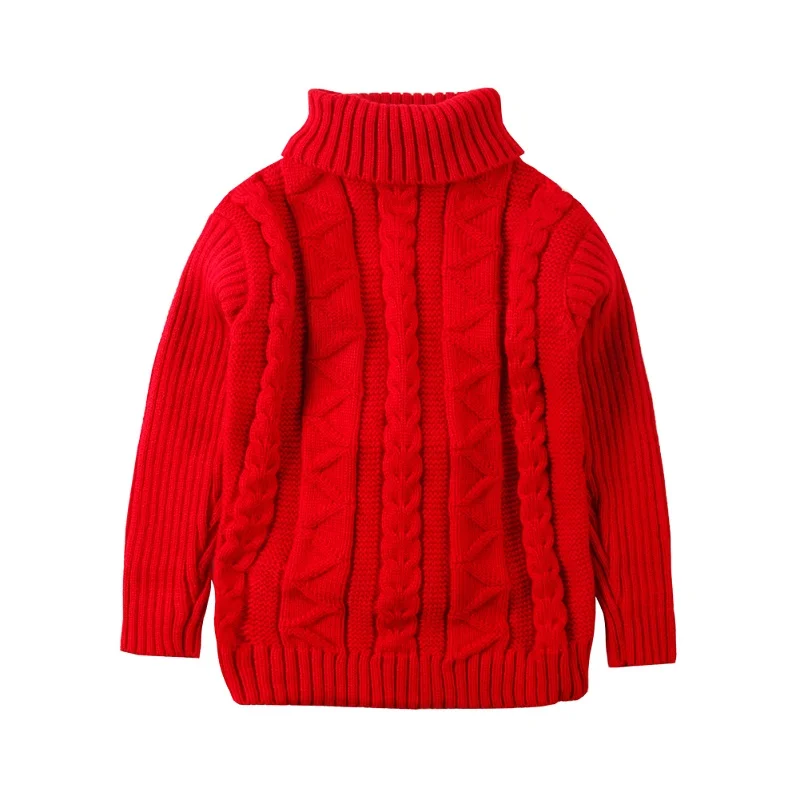Mudkingdom детский зимние свитеры для девочек толстый вязаный малыша Термальность Теплые Топы для детей, с высоким, плотно облегающим шею воротником для мальчиков Костюмы - Цвет: Red