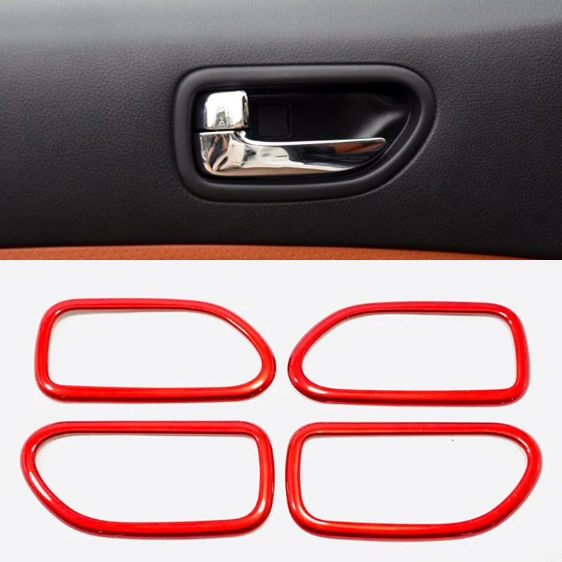 

For Nissan X-trail T31 2008-2013 NEW ABS Plastic Red Car inner door Bowl protector frame Cover Trim Accessories 4pcs
