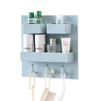 

Wall Sucker Multifunction Storage Racks Bathroom Wall Cosmetic Make ups Storage Shelf Kitchen Tableware wall Storage Boxes