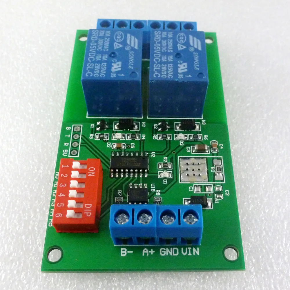 DC 5 В/12 В/24 В 2 канала RS485 Реле Modbus RTU PLC модуль