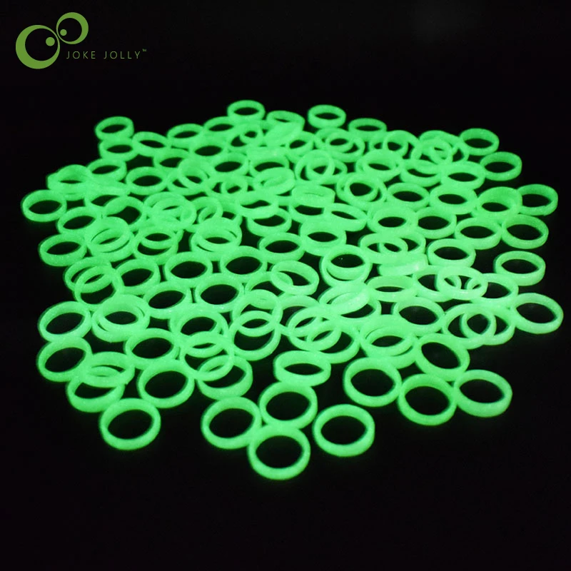 

20pcs/lot Jewelry Luminous Rings Fluorescent Jewelry cute plastic Glow in the Dark finger ring band Halloween Party WYQ
