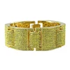 Men Women Hip hop Wide I Square Cross Shape Rhinestone Bracelet Bangle Bling Imitation Stone Chains Link Wristbands Fine Jewelry 3