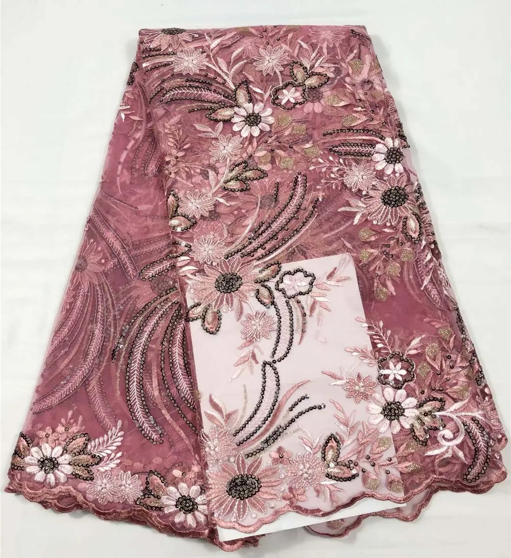 

New style French lace fabric African tulle mesh lace fabric high quality for party dress 5yards/lot