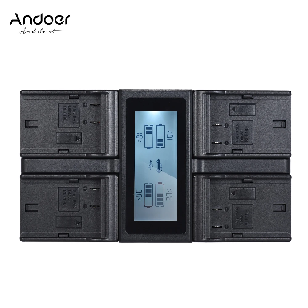 

Andoer DMW-BLF19E 4-Channel LCD Digital Camera Battery Charger for Lumix DC-GH5 DMC-GH3 DMC-GH3K DMC-GH4 DMC-GH4K
