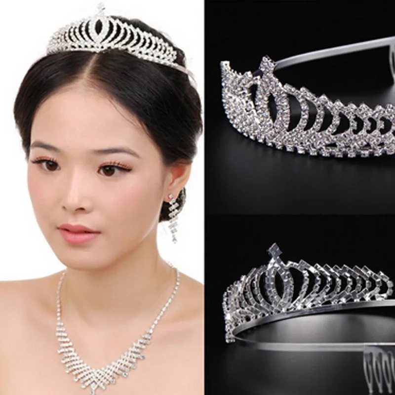 Mulheres de luxo Princesa Tiara E Coroa faixa de Cabelo Joias de Prata Nupcial Acessorios Do Cabelo Do Casamento