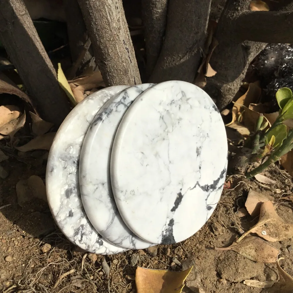 1 шт. натуральный белый бирюзовый ломтик howlite срез камня coaster