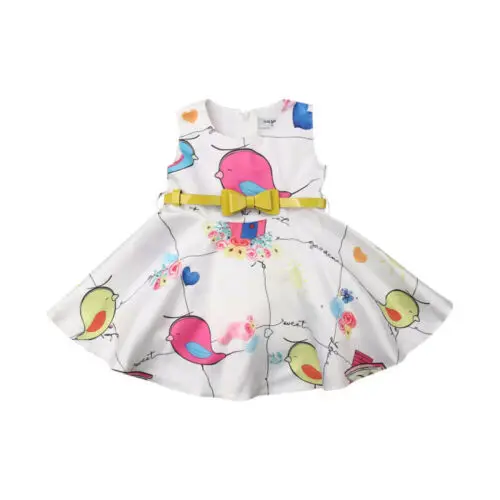 

Girl Dress 2PCS Toddler Kids Baby Girl Party Tutu Dress Cute Carton Bird Party Dress Sundress