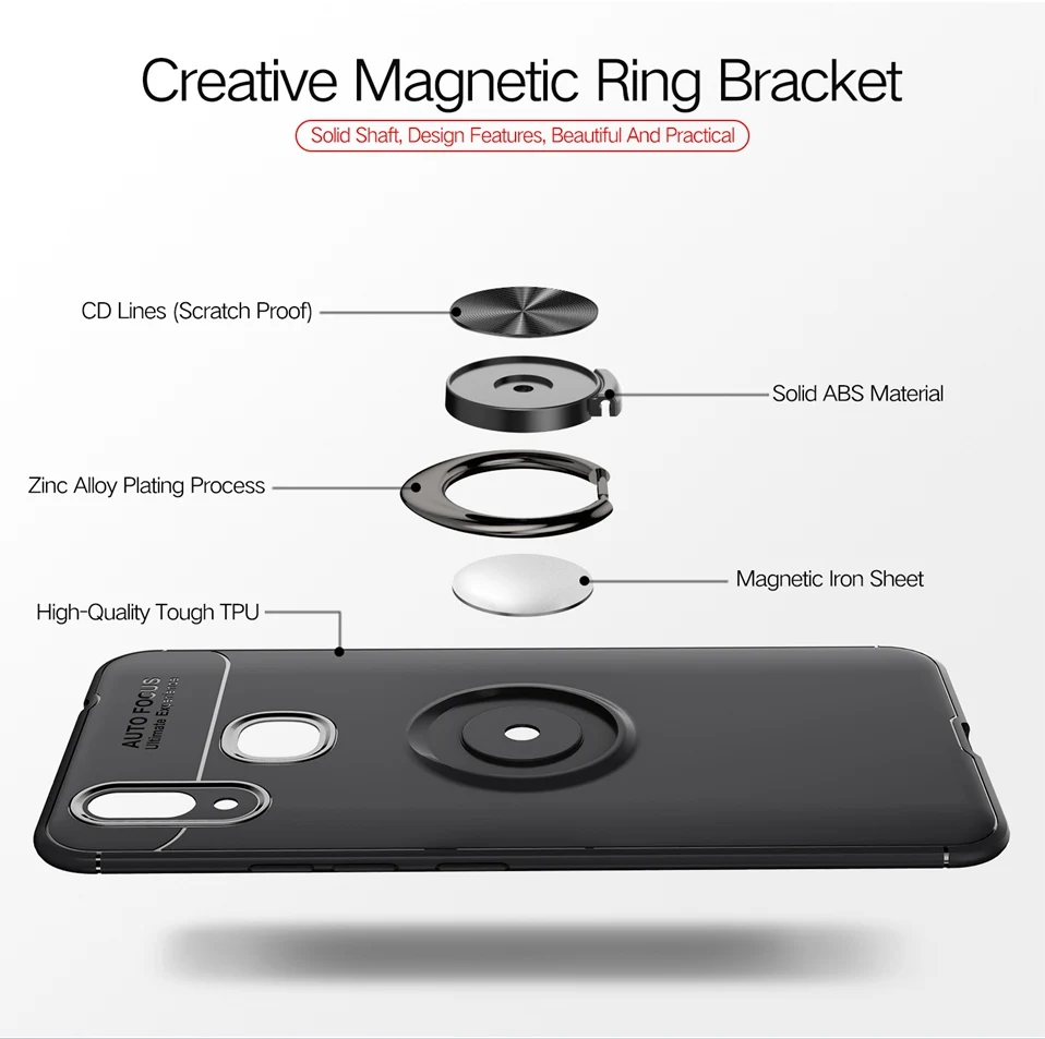 Magnetic Case For Huawei Nova 3 3i Ring Holder TPU Silicone Case For Huawei P20 Lite Nova 2 2S Y5 Y9 Y7 Prime 2018 Honor Note 10 (8)