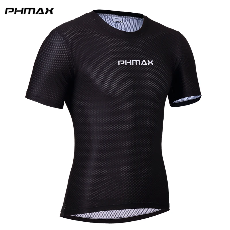 PHMAX Pro циклические базовые слои велосипед одежда сетка для волос Superlight короткий рукав рубашка велосипедов дышащее белье Vélo - Цвет: Черный