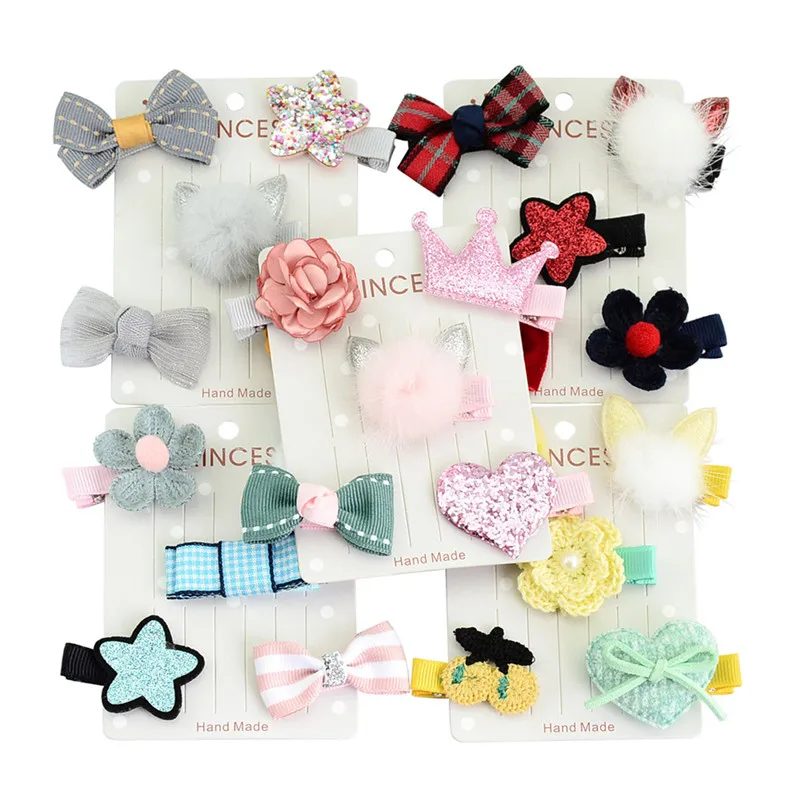 

5pcs/set Rabbit Ear Baby Girls Hair Clips Imitation Mink Hair Barrette Baby Hair Accessories 2017 Clips For Hair Child