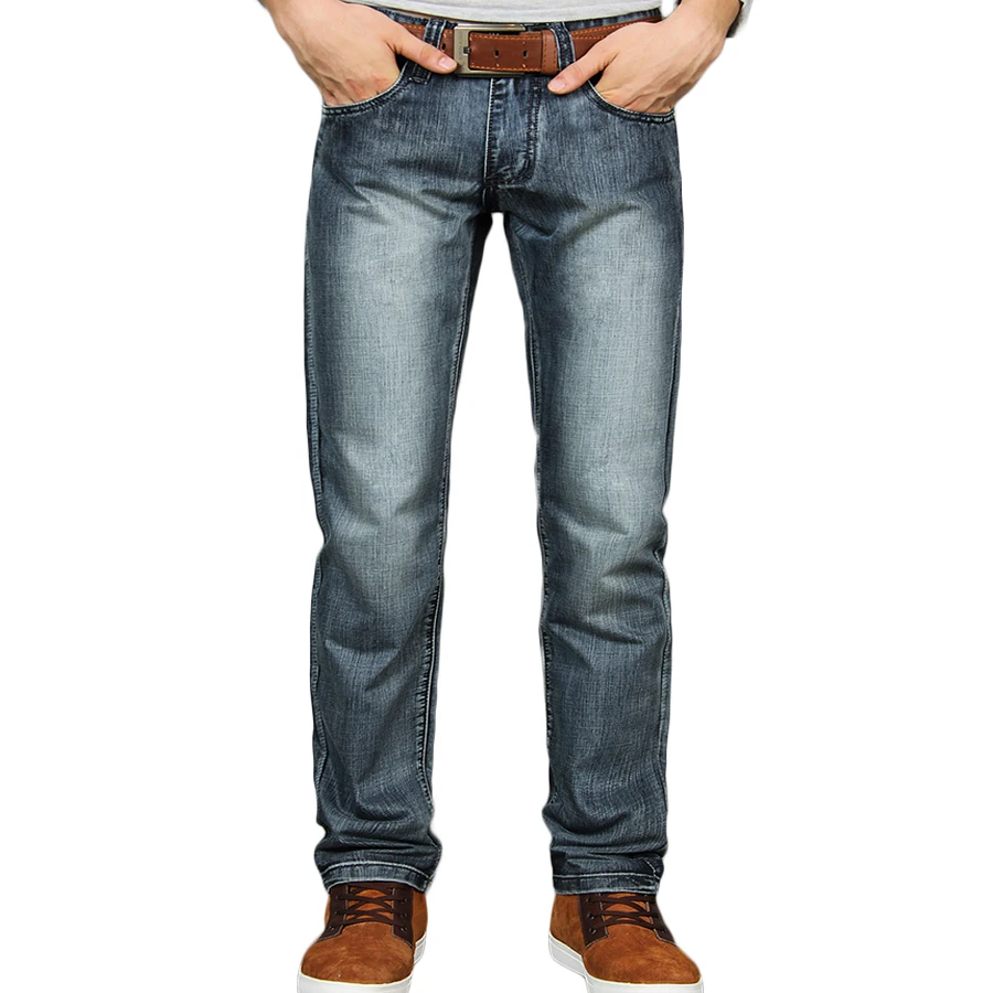 Men s vintage style jeans high quality denim straight men s casual trousers size