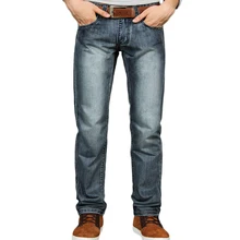 Men s vintage style jeans high quality denim straight men s casual trousers size
