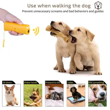 

3 in 1 Pet Ultrasonic Dog Repeller Control Anti Barking Stop Bark Handheld Dog Training Device with LED Light No Battery