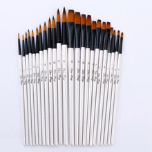12pçs conjunto de pincéis de aquarela, pincéis de tamanho misto branco em nylon, suprimentos de arte para estudantes, pintura de crianças