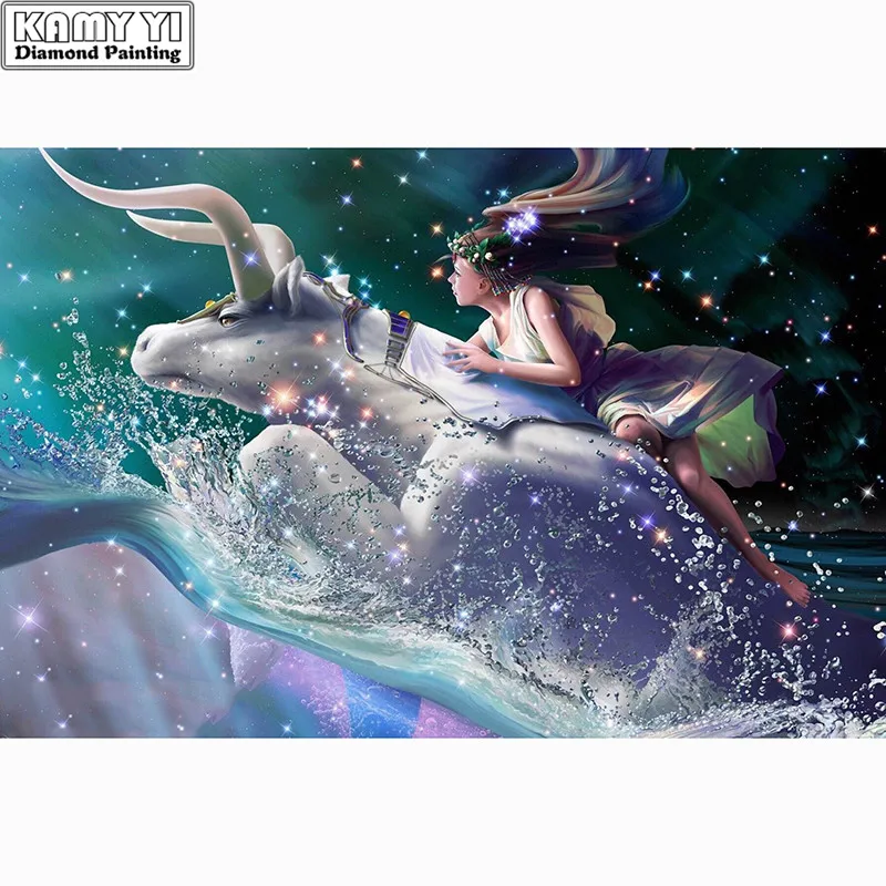 

5D DIY Full Square Diamond Painting Cross Stitch "A cowgirl riding a co" 3D Diamond Embroidery Rhinestone Mosaic Home Decor Gift