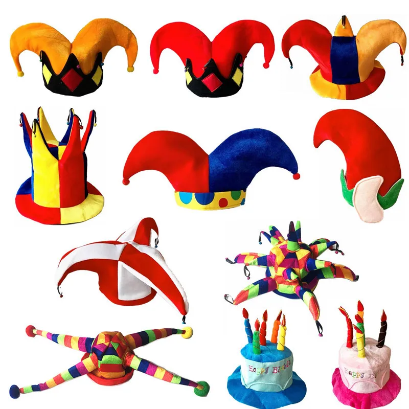 Разноцветный Забавный эльф клоунская шляпа для мальчиков и девочек мужчин и женщин реквизит для косплея на Хэллоуин костюм на день рождения Аксессуары
