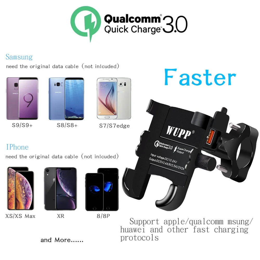 Универсальное зарядное устройство WUPP QC 3 0 USB для мотоцикла держатель телефона