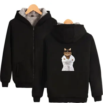 

Karate Cat Zipper Hoodie Winter Clothing Print A Fashion cat Thick Warm Hoodie Sweatshirt High Quality