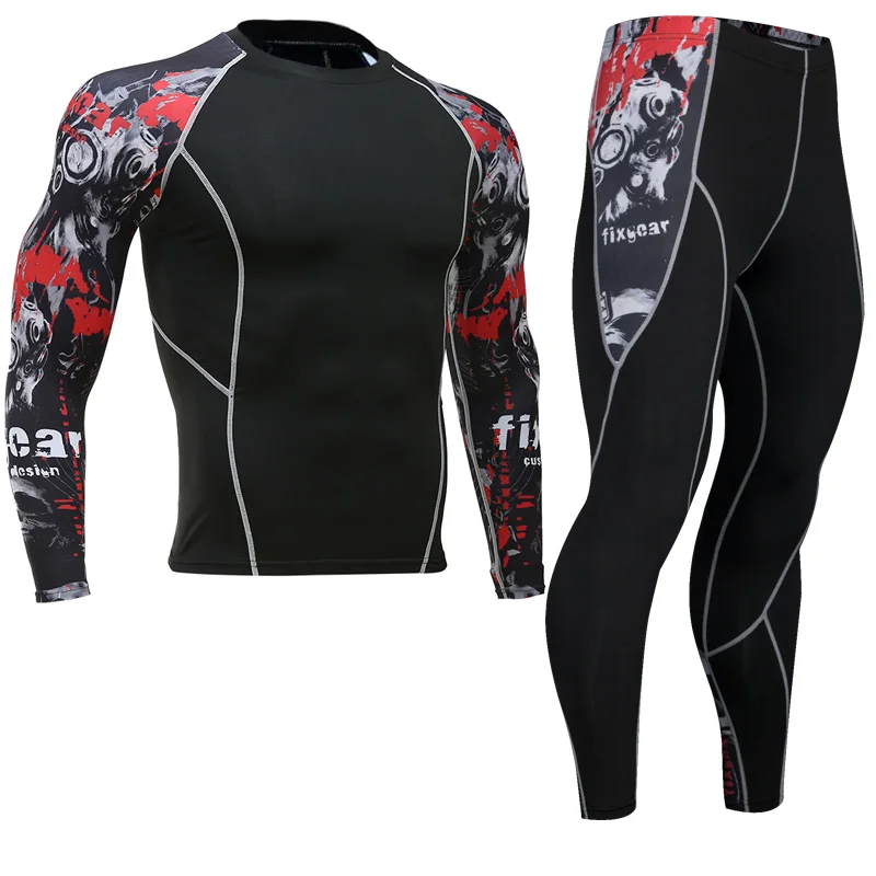 mma rashguard men's multi-functional fitness T-shirt set 3D print men's trousers men's trousers rashgard kit