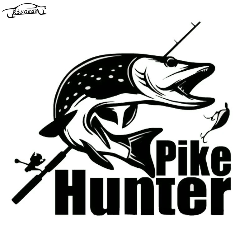 

22*19cm Car Styling Fashion Pike Hunter Fishing Bite Car Stickers Tuna Gold Fish Decals Accessories for Universal car