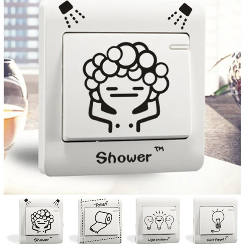 

Fashionable Creative Hand Draw Comics Cartoon Wall Sticker Bathroom Toilet Home Decorative Switch Stickers Removable